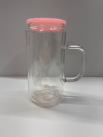 16oz double wall glass with handle
