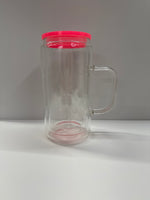 16oz double wall glass with handle