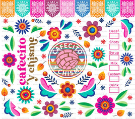 20 oz Cafecito chisme papel picado UV DTF
