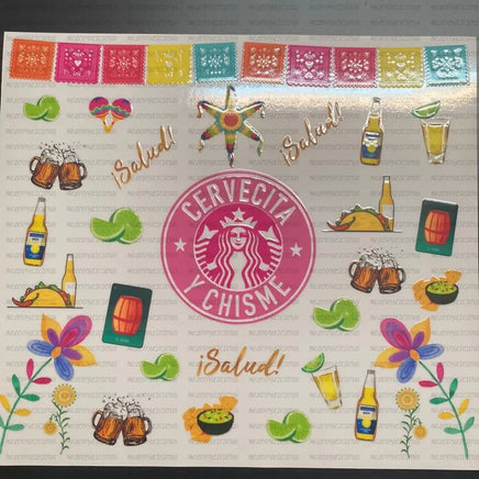 20 oz cervecita y chisme UV DTF WRAP