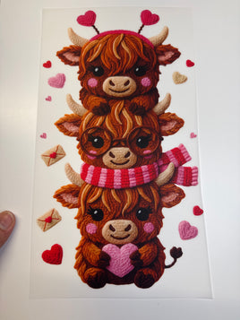Faux Yarn Stacked Cows DD