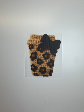 Faux Yarn Cheetah Coffee Cup Pocket DD