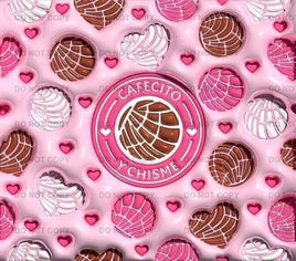 3D cafecito y chisme pink tumbler wrap