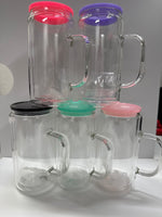 16oz double wall glass with handle