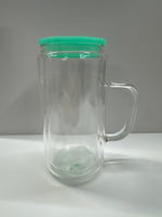 16oz double wall glass with handle