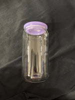 16oz Glass cup with colored lids