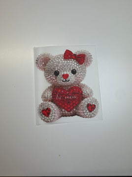 Rhinestone Red And White Teddy Pocket DD