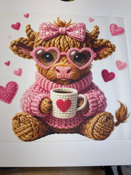 Faux Yarn Valentine Cow Coffee DD