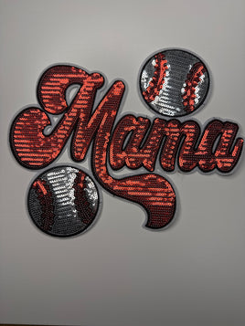 Mama Baseball Red Sequin