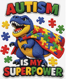 Autism Is My Super Power Faux Yarn Dino