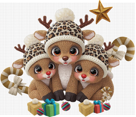 Cheetah Christmas Reindeers Faux Yarn