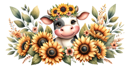 Cute Cow Sunflowers