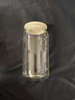 16oz Glass cup with colored lids