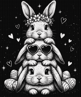 Halftone  Bunny Trio