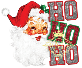 ho ho ho santa faux embroidery