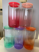 16 oz ombré glass cup