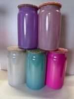 15 oz glass cup with blinged lid