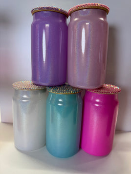 15 oz glass cup with blinged lid