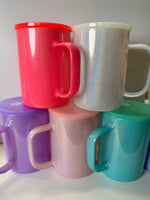 17 oz glass mug shimmer plain lid