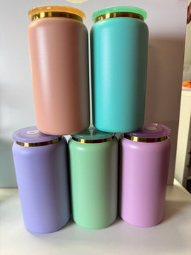 16 oz stainless steel gold rim