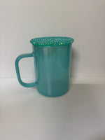17 oz glass mug shimmer rhinestone lid