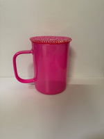 17 oz glass mug shimmer rhinestone lid