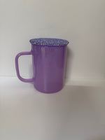 17 oz glass mug shimmer rhinestone lid