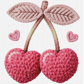 Pink Cherries Faux Yarn
