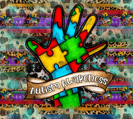 Autism awareness hand tumbler wrap