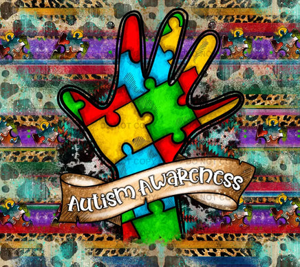 Autism awareness hand tumbler wrap