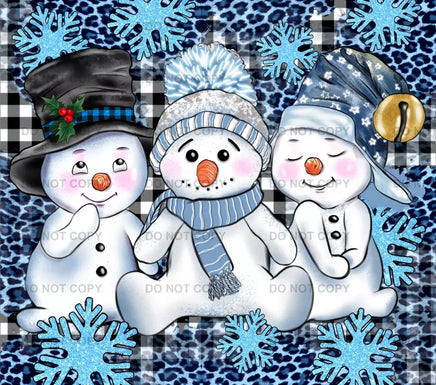 Blue snowman trio tumbler wrap