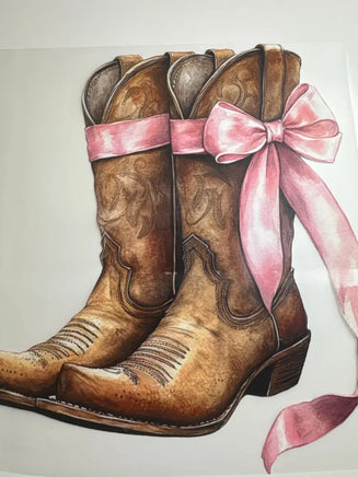 Brown boots pink bow DD