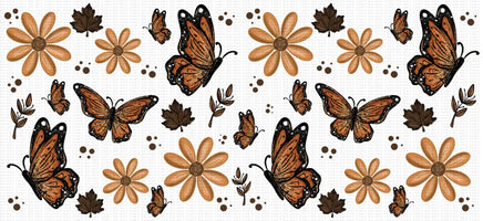 Brown Butterflies And Flowers UV Wrap
