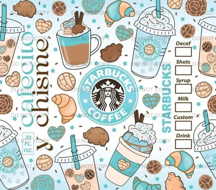 Cafecito y chisme blue tumbler wrap