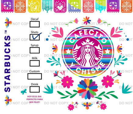 Cafecito y chisme papel picado white tumbler wrap