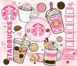 Cafecito y chisme pink tumbler wrap