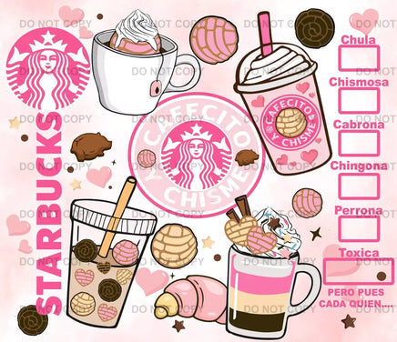 Cafecito y chisme pink tumbler wrap