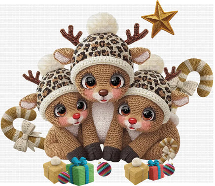 Cheetah Christmas Reindeers Faux Yarn