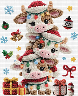Christmas baby cows faux yarn