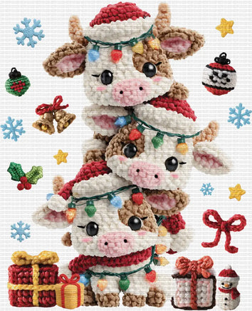 Christmas baby cows faux yarn