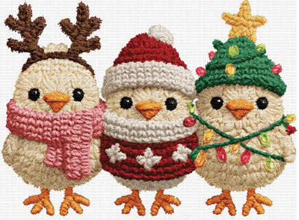 Christmas chickens faux yarn