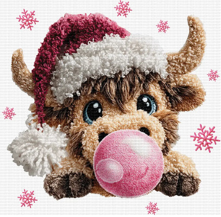 Christmas cow Bubble gum faux yarn