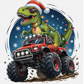 Christmas dino monster truck