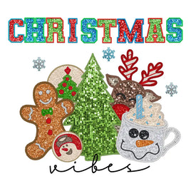 Christmas Vibes faux embroidery