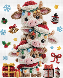 Christmas baby cows faux yarn