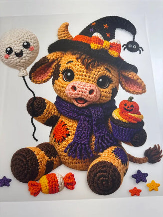 Crochet cow with ghost balloon DD
