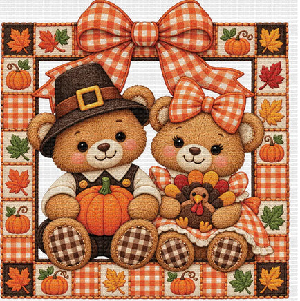 Crochet fall bear couple