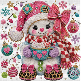 Crochet Pink Snowman