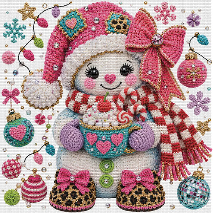 Crochet Pink Snowman