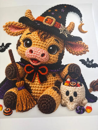 Crochet witch cow with broom DD